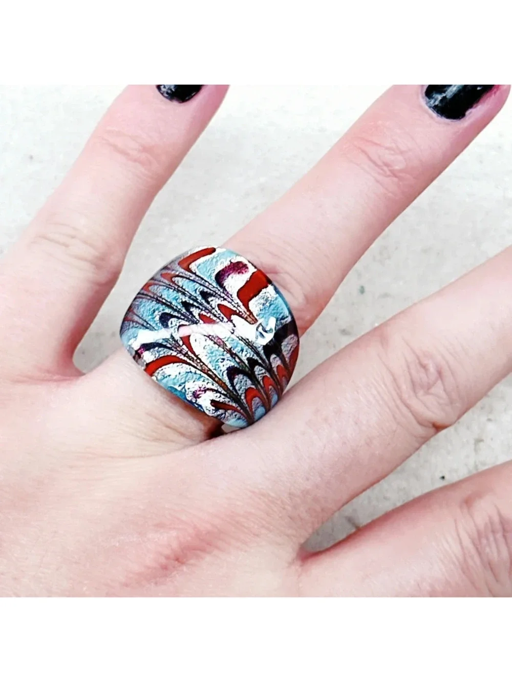3017u. Blue Glass Ring 6